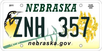 NE license plate ZNH357