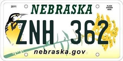 NE license plate ZNH362