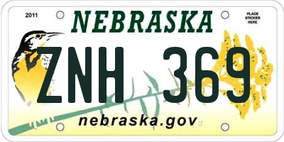 NE license plate ZNH369