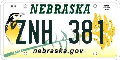 NE license plate ZNH381