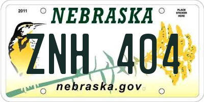 NE license plate ZNH404