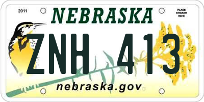 NE license plate ZNH413
