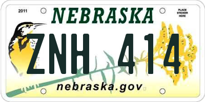 NE license plate ZNH414