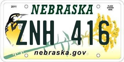 NE license plate ZNH416