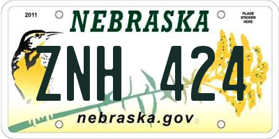 NE license plate ZNH424