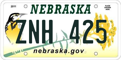 NE license plate ZNH425