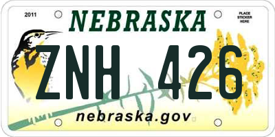 NE license plate ZNH426
