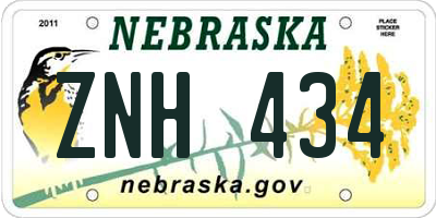 NE license plate ZNH434