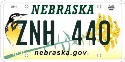 NE license plate ZNH440