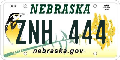 NE license plate ZNH444