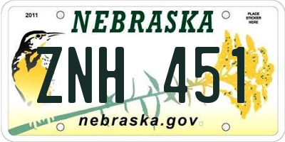 NE license plate ZNH451