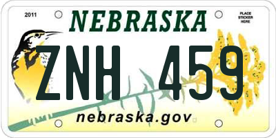 NE license plate ZNH459