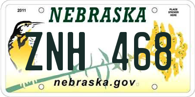 NE license plate ZNH468