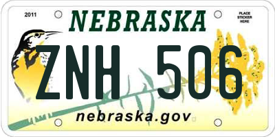 NE license plate ZNH506