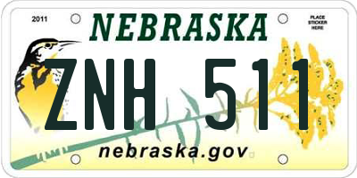 NE license plate ZNH511