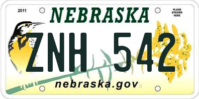 NE license plate ZNH542