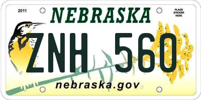 NE license plate ZNH560