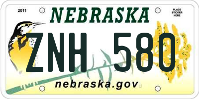 NE license plate ZNH580