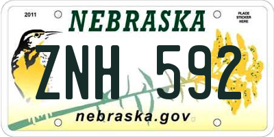 NE license plate ZNH592