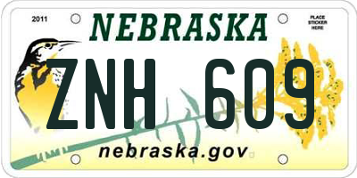 NE license plate ZNH609