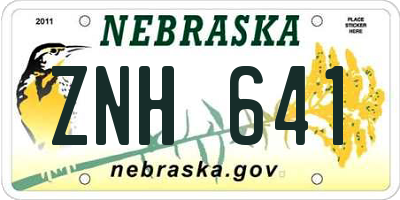 NE license plate ZNH641