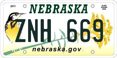NE license plate ZNH669