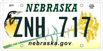 NE license plate ZNH717
