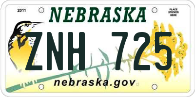 NE license plate ZNH725