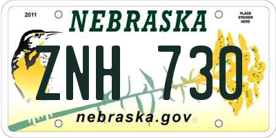 NE license plate ZNH730