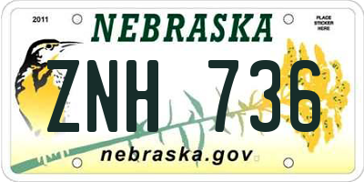 NE license plate ZNH736