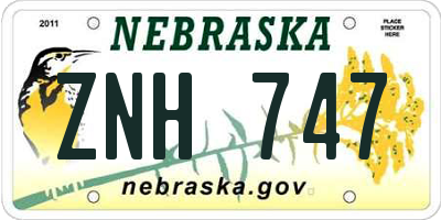 NE license plate ZNH747