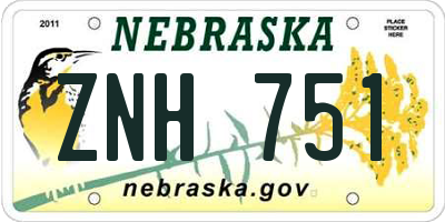 NE license plate ZNH751