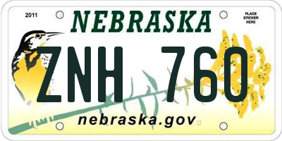 NE license plate ZNH760