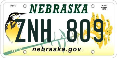NE license plate ZNH809