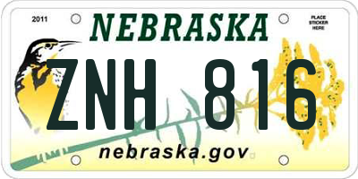 NE license plate ZNH816