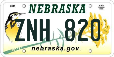 NE license plate ZNH820