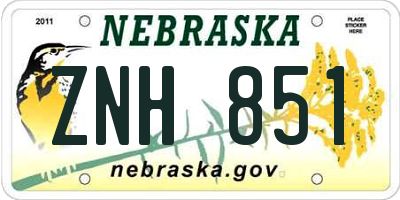 NE license plate ZNH851
