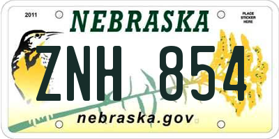 NE license plate ZNH854