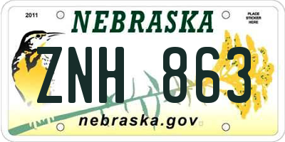 NE license plate ZNH863