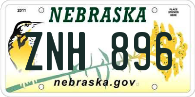 NE license plate ZNH896
