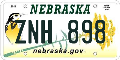 NE license plate ZNH898