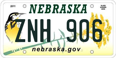 NE license plate ZNH906