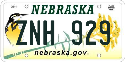 NE license plate ZNH929