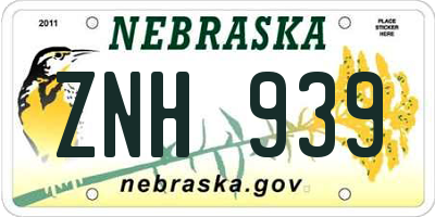 NE license plate ZNH939