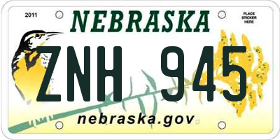 NE license plate ZNH945