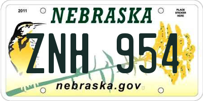 NE license plate ZNH954