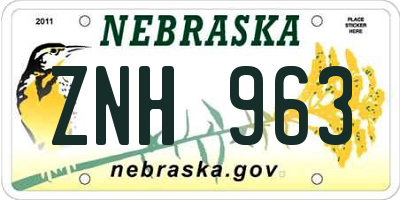 NE license plate ZNH963