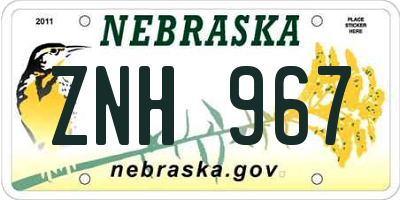 NE license plate ZNH967