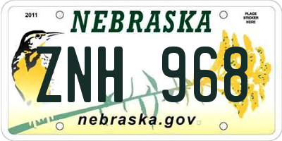 NE license plate ZNH968