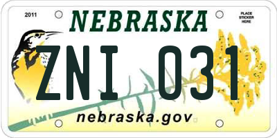 NE license plate ZNI031